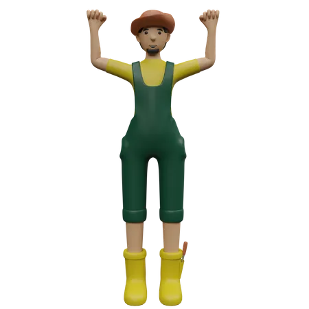 Happy farmer 3D Illustration