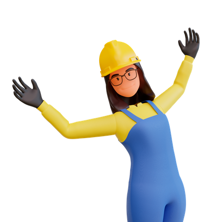 Happy Female Construction worker  3D Illustration