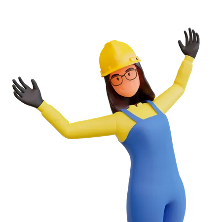 Happy Female Construction worker  3D Illustration