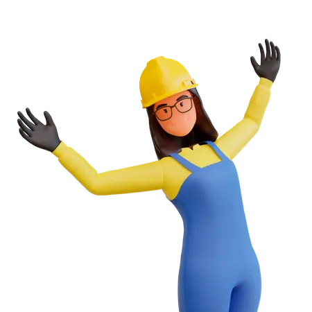 Happy Female Construction worker 3D Illustration