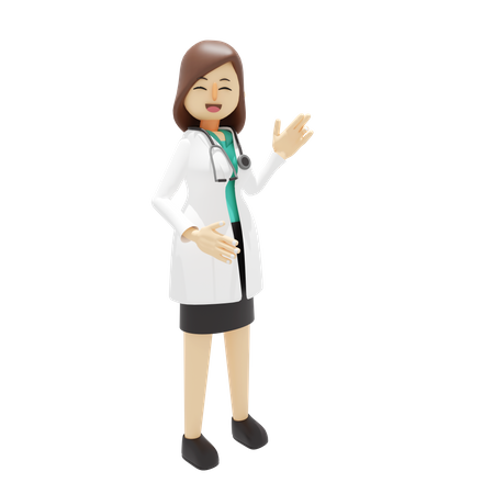 Premium Female doctor pointing one finger 3D Illustration download in PNG,  OBJ or Blend format