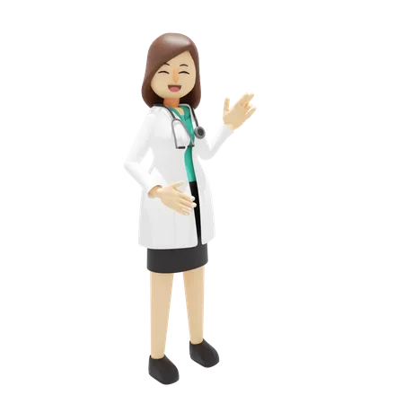 Happy Female doctor smiling 3D Illustration