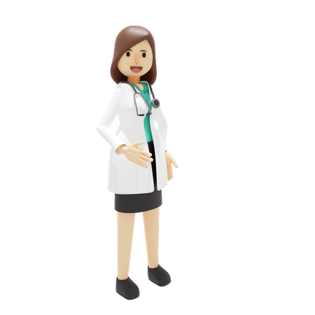 Happy Female doctor standing 3D Illustration