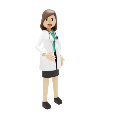 Happy Female doctor standing 3D Illustration