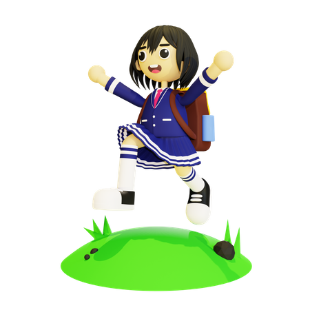 Happy female student  3D Icon