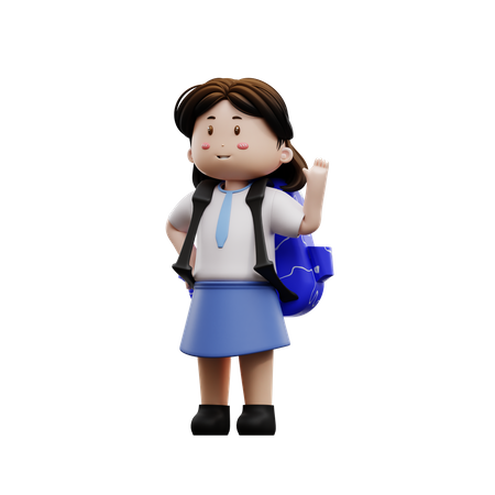 Happy female student say hi  3D Illustration