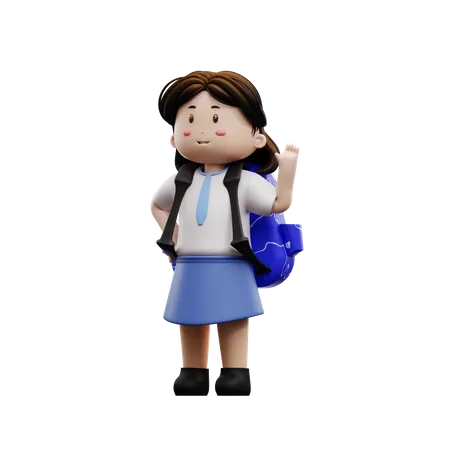 Happy female student say hi  3D Illustration