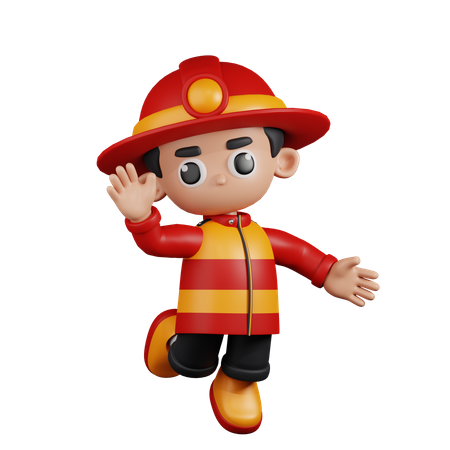 Happy Fireman  3D Illustration