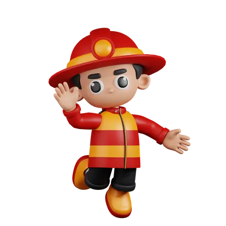 Happy Fireman  3D Illustration