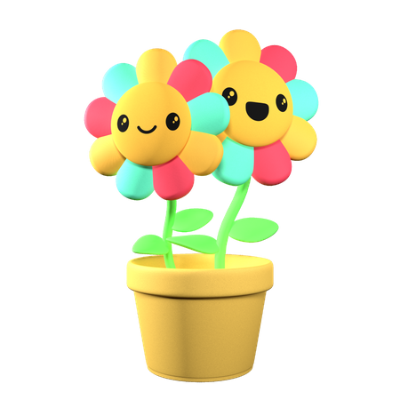 Happy Flower  3D Illustration