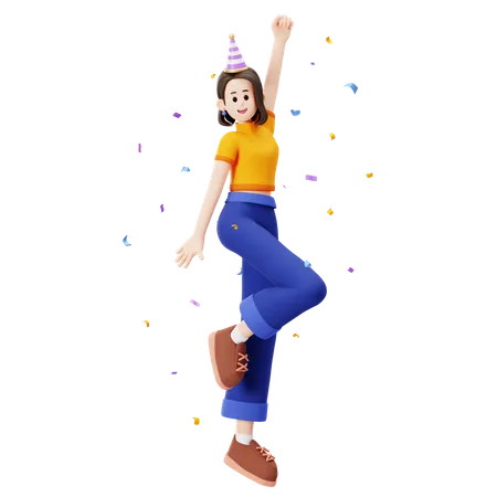 Happy girl  3D Illustration