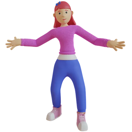 Happy Girl  3D Illustration