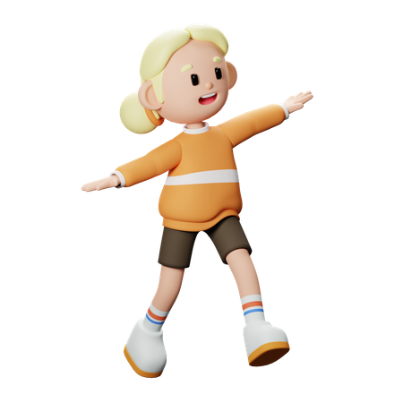 Happy girl  3D Illustration