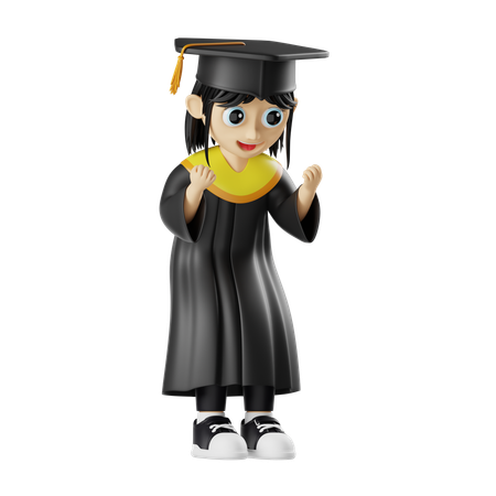 Happy Girl At Graduation  3D Illustration