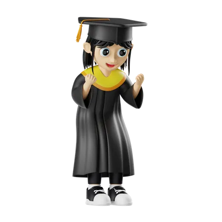 Happy Girl At Graduation  3D Illustration