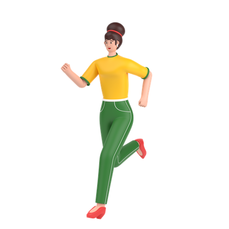 Happy Girl doing running exercise  3D Illustration