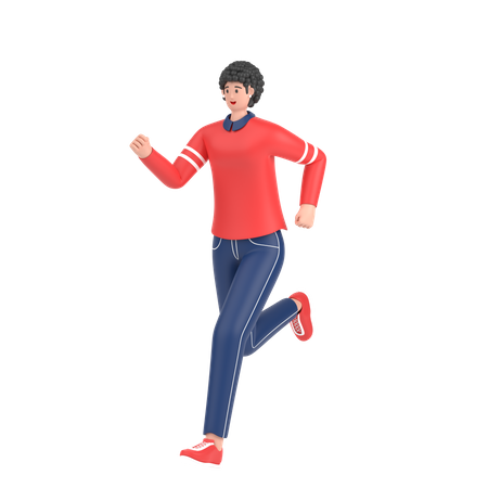 Happy Girl doing running exercise  3D Illustration