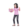 free 3d girl received valentine gift 