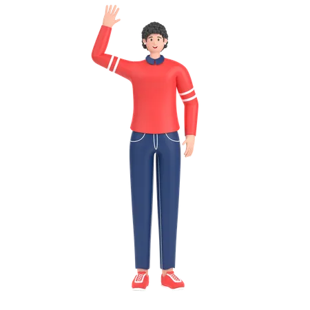 Happy Girl waving hand  3D Illustration