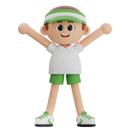 Happy Golf Player  3D Illustration