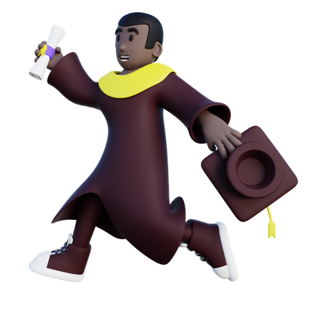 Happy graduated student jumping in the air  3D Illustration