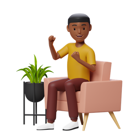 Happy Guy sitting 3D Illustration