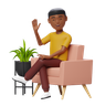 3d for guy sitting on sofa