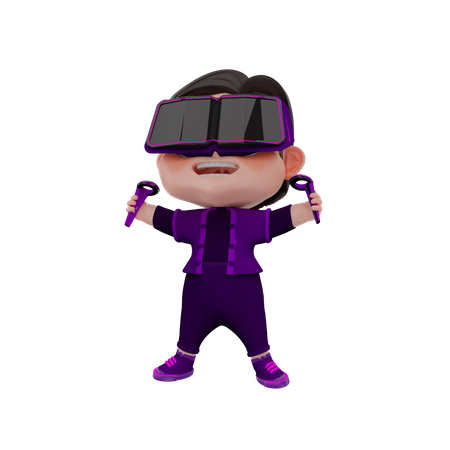 Happy Guy using Metaverse technology  3D Illustration