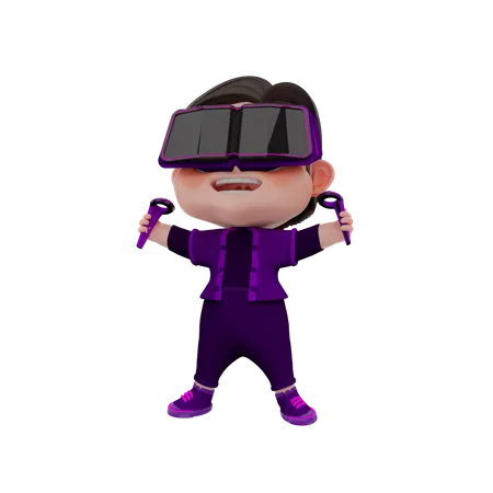 Happy Guy using Metaverse technology  3D Illustration