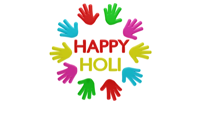 Happy Holi mit bunten Händen  3D Icon