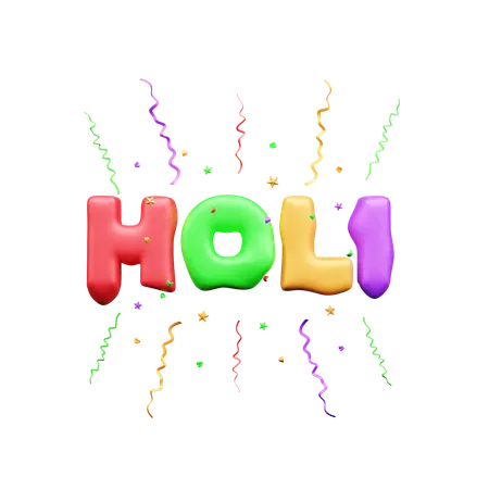 Happy Holi Text  3D Icon