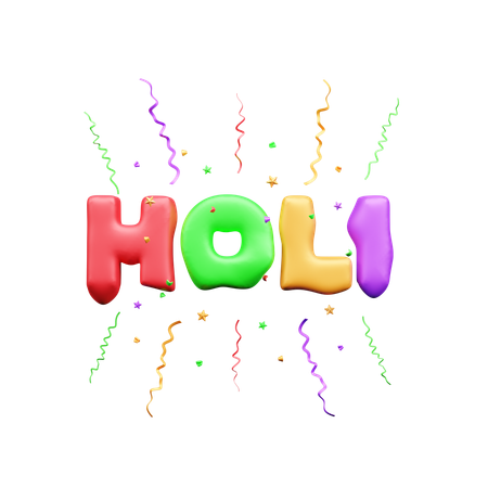 Happy Holi Text  3D Icon