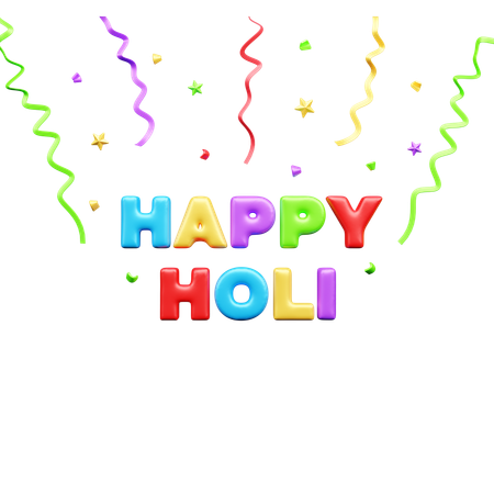 Happy Holi Text  3D Icon