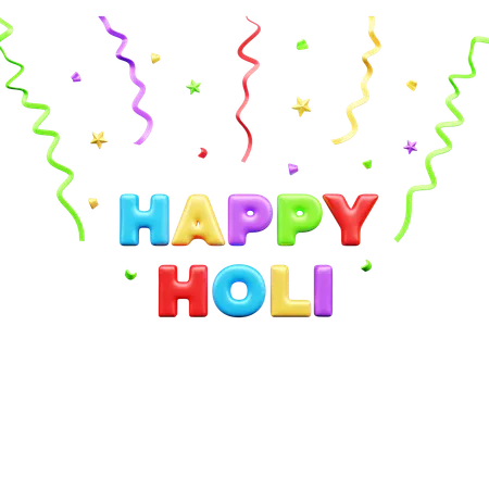 Happy Holi Text  3D Icon