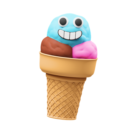 Happy Ice Cream Cone  3D Icon