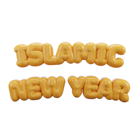 Happy Islamic New Year Bubble Balloon Letters  3D Icon