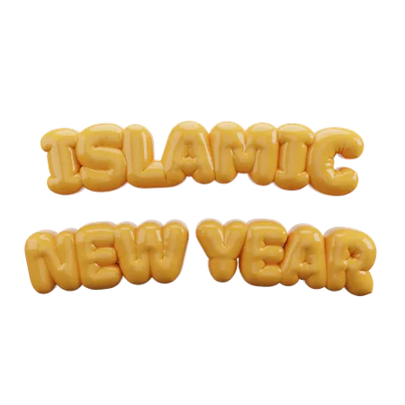 Happy Islamic New Year Bubble Balloon Letters  3D Icon