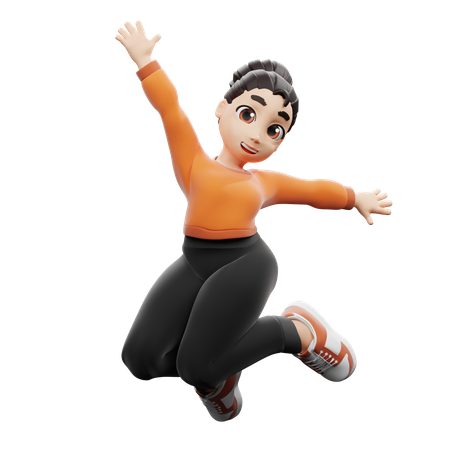 Happy Jump Pose  3D Illustration