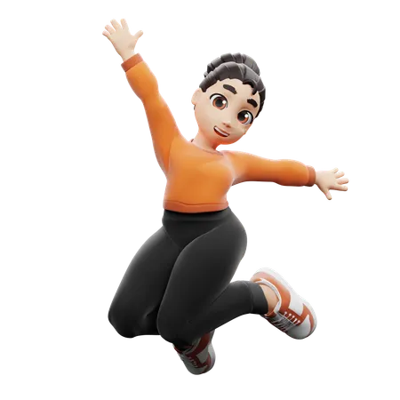 Happy Jump Pose  3D Illustration