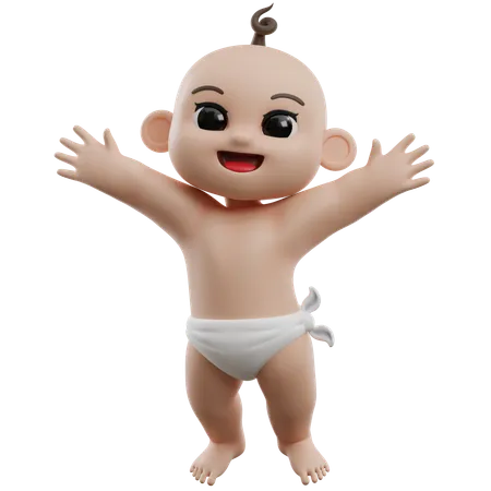 Happy Jumping Baby  3D Illustration