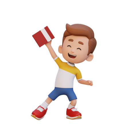 Happy Kid Holding Book  3D Icon
