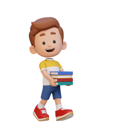 Happy Kid Holding Book  3D Icon
