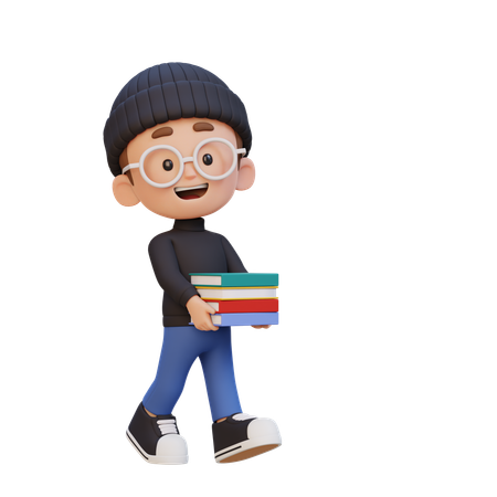 Happy Kid Holding Book  3D Icon