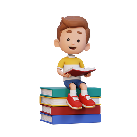 Happy Kid Reading Book  3D Icon