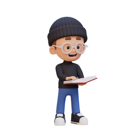 Happy Kid Reading Book  3D Icon