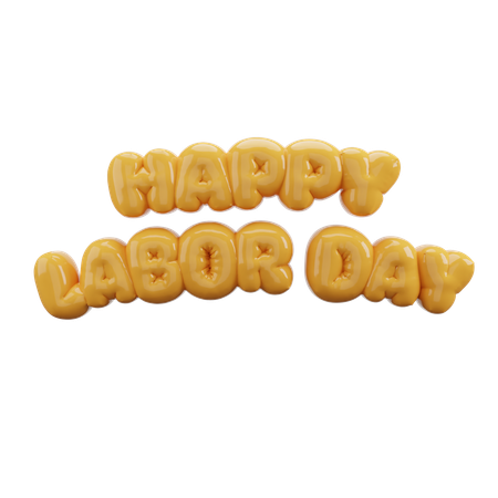 Happy Labor Day Bubble Balloon Letters  3D Icon