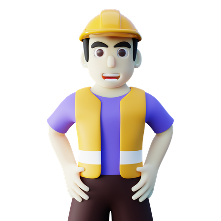 Happy Labor Worker  3D Icon