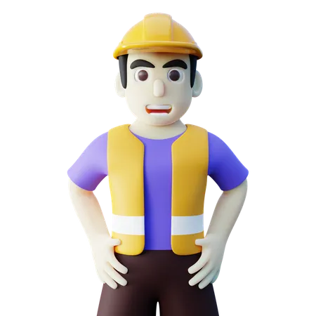 Happy Labor Worker  3D Icon