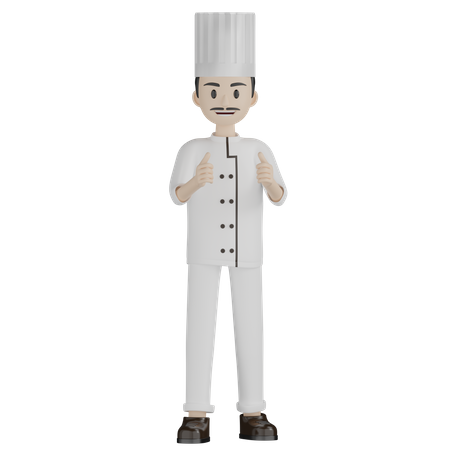 Happy Male Chef Giving Thumbs Up  3D Illustration