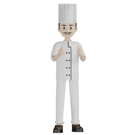 Happy Male Chef Giving Thumbs Up  3D Illustration